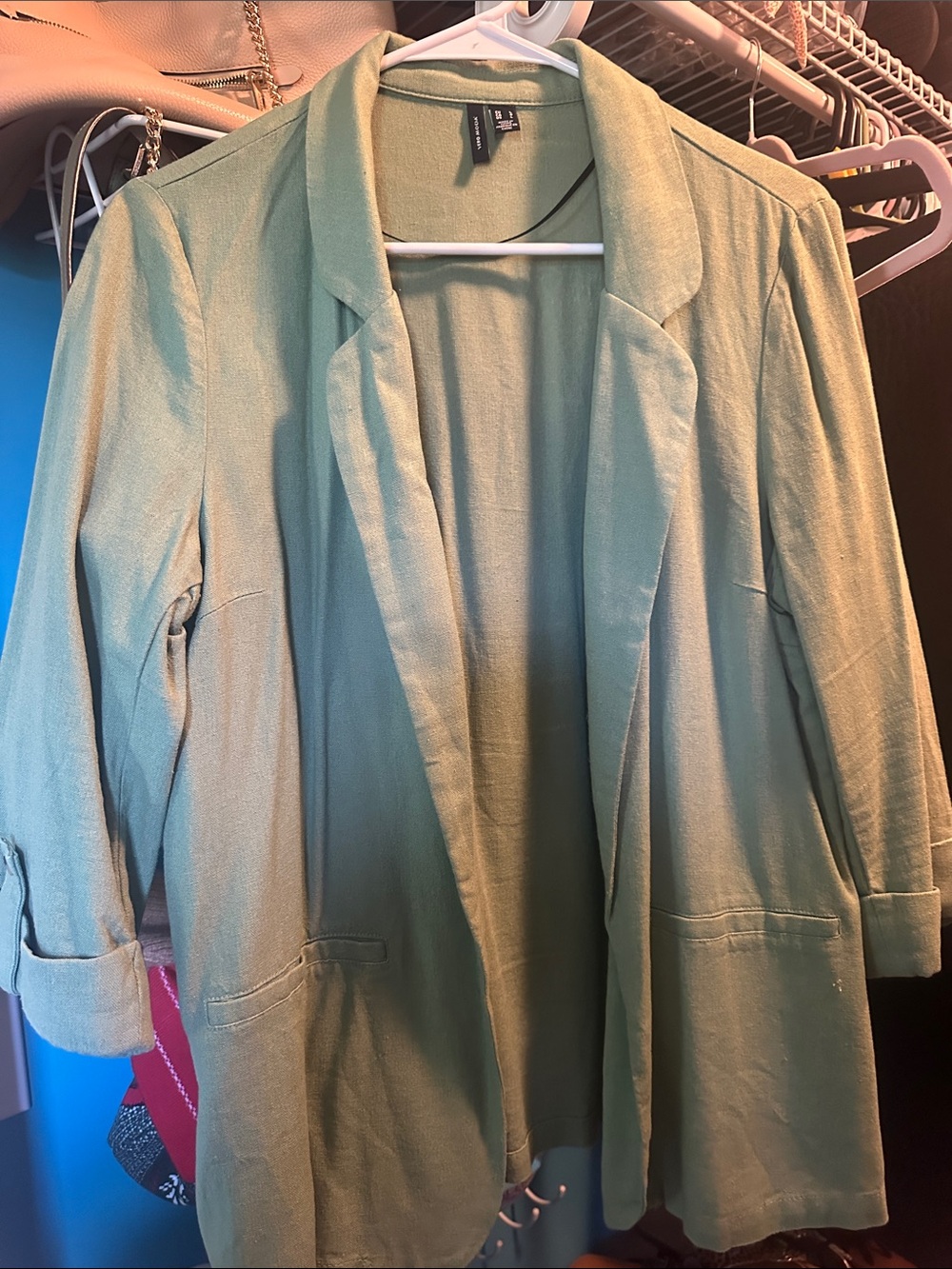 Light Mint Green Open Front Blazer